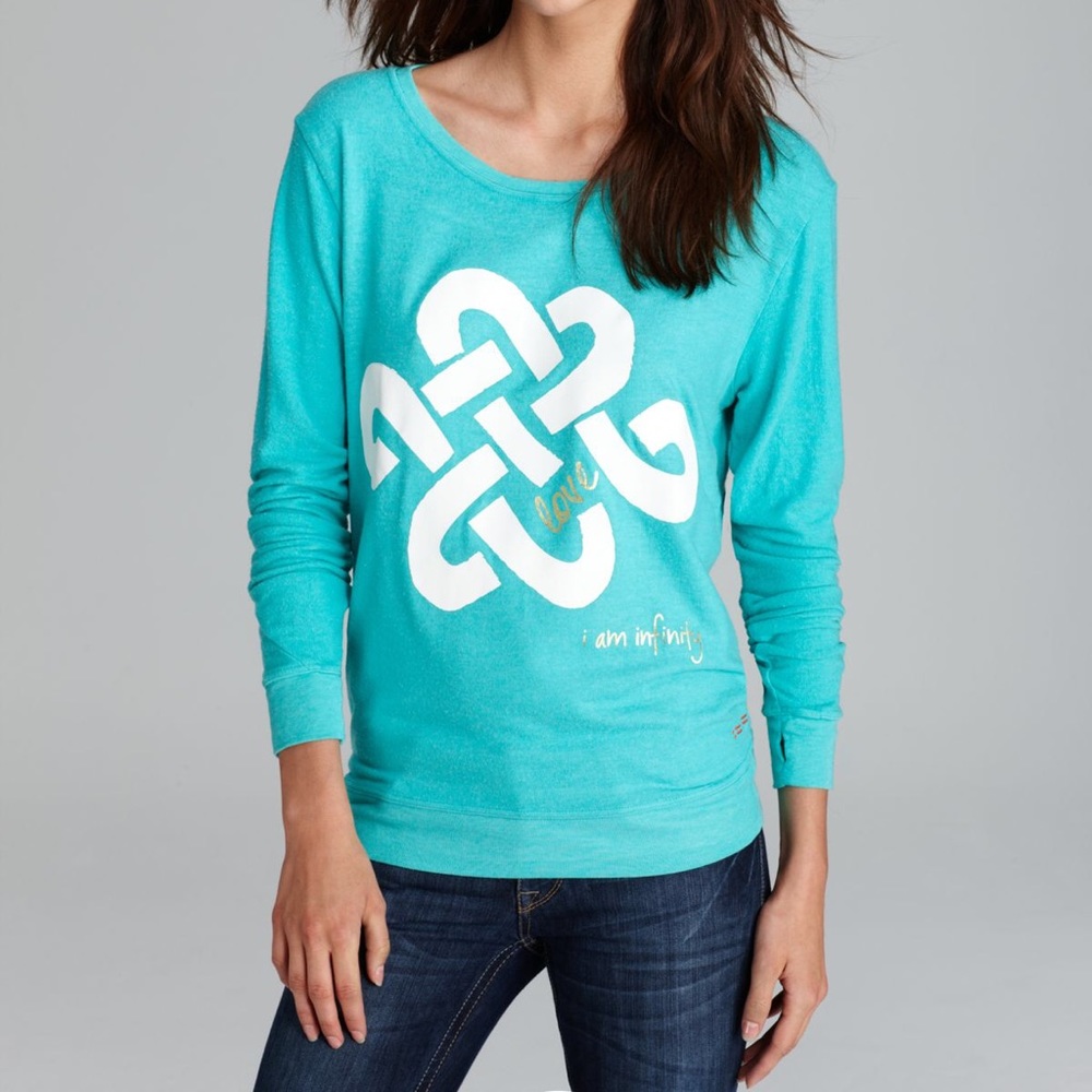Peace love world turquoise pullover